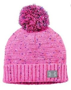 Girls UNDER ARMOUR pink pom pom beanie hat